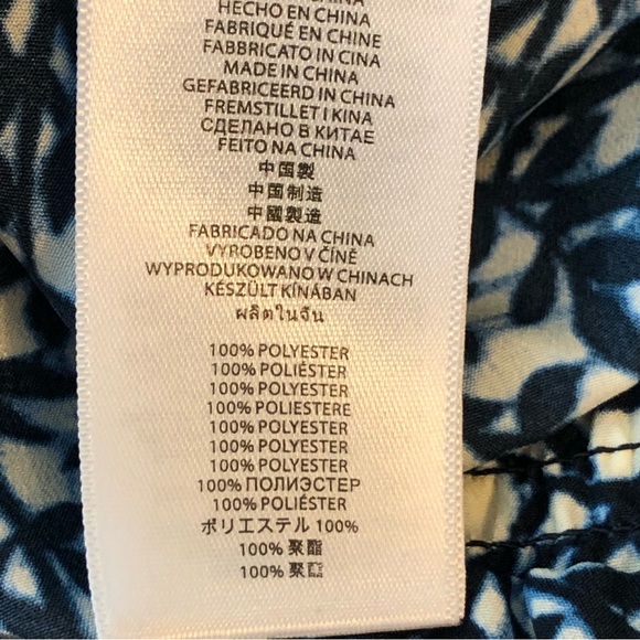 Michael Michael Kors Floral Top Size PL Blue Ivory Long Sleeve - Picture 6 of 7